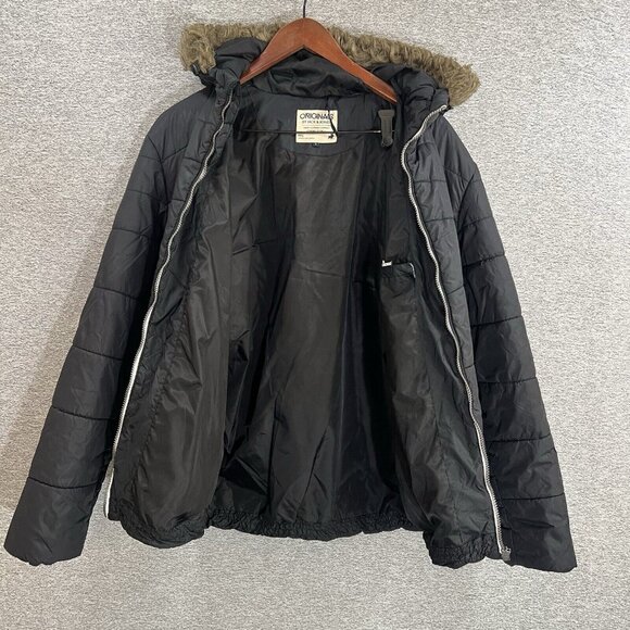 JACK & JONES Originals Mens Hooded Padded Jacket Size Large Black - Picture 9 of 15